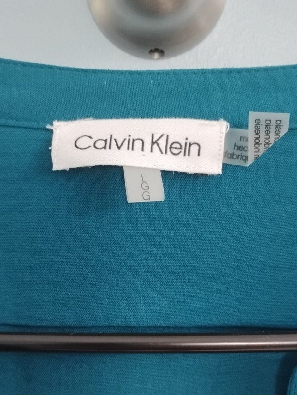 NWOT Calvin Klein Teal Button-Front Utility Shirt Size Large - Picture 2 of 4